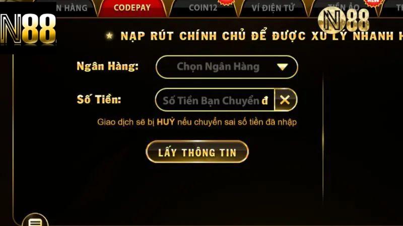 Phương thức nạp tiền phổ biến tại N88 hiện nay